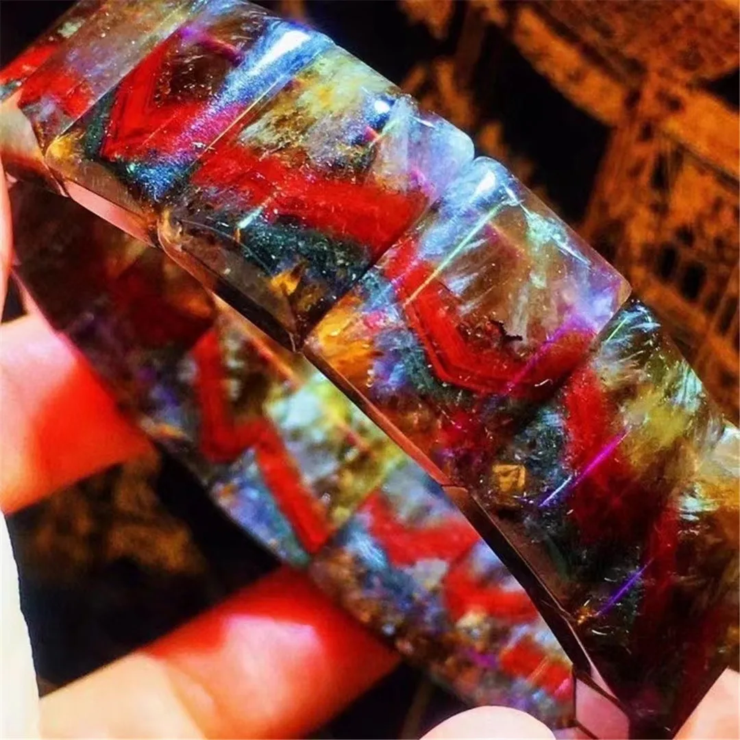 

Лучший натуральный ауралит 23, фиолетовый рутилированный кварцевый браслет, браслет для женщин и мужчин, подарок на богатство, бусины 16 х11 мм...