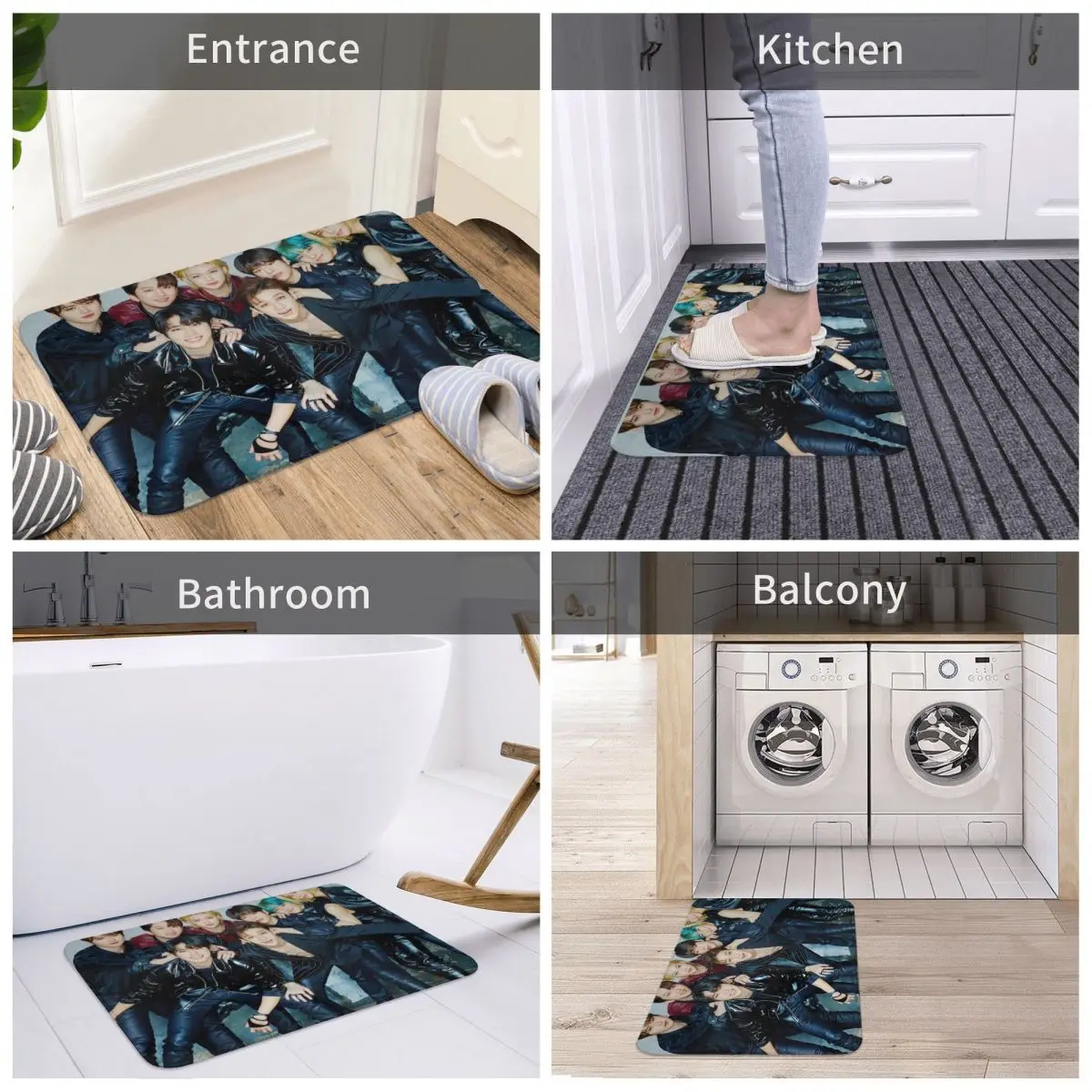 

Door Mat Stray Kids Skz Love Stay Fan Meeting Decor Kpop 3D Rug Carpet Bathmat Nonslip Entrance Living Room Home Kitchen Bedroom