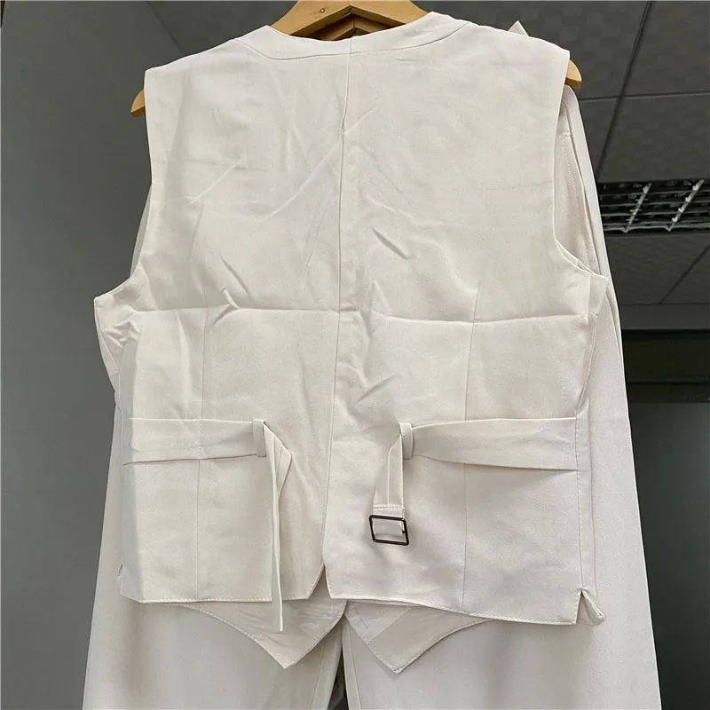 Летний женский комплект из хлопка и льна с v-образным вырезом жилет без рукавов