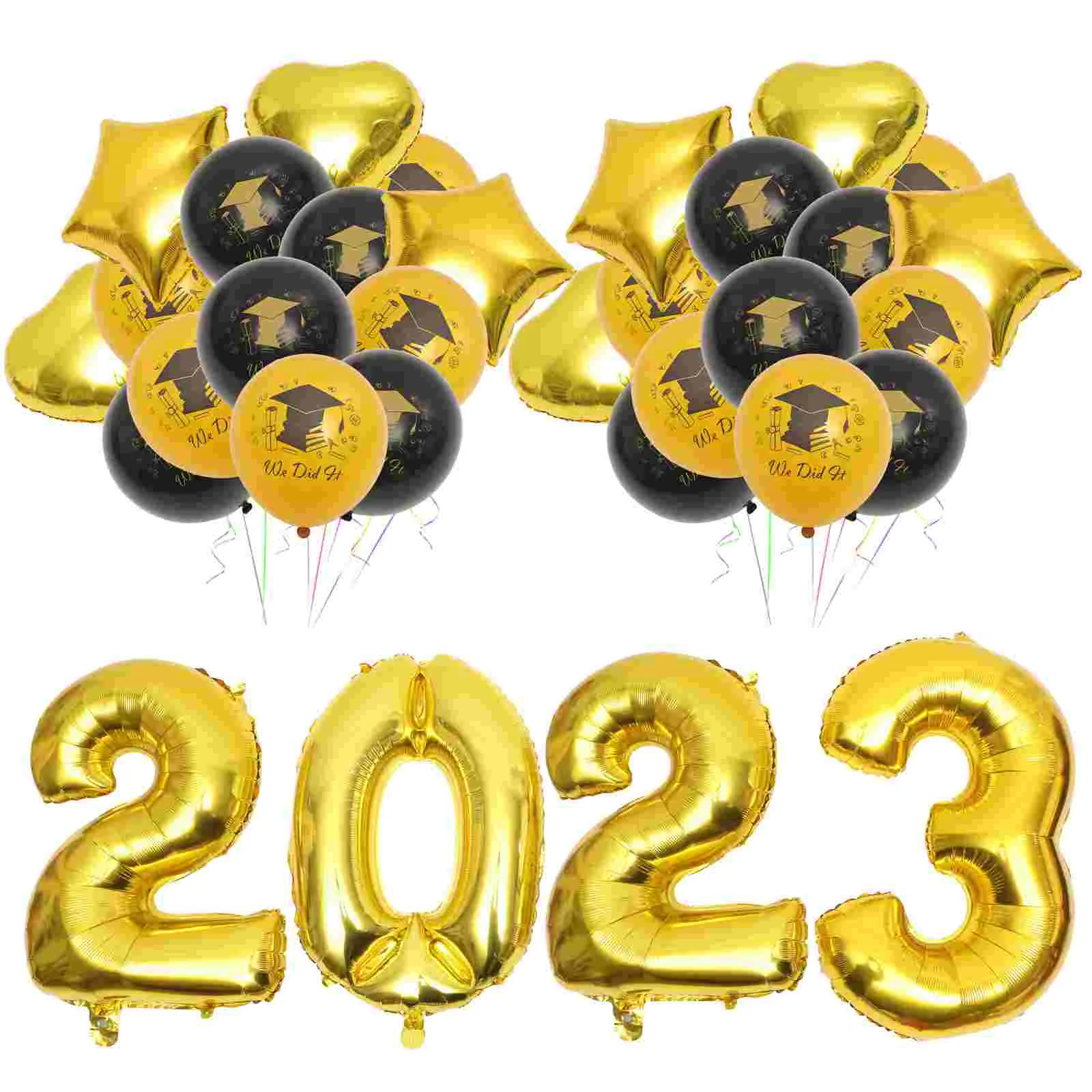 

2023 Graduation Balloons Party Supplies Aluminum Foil Pink Number Hanging Decor Latex Ballons Ribbon Backdrop Ceiling Streamer