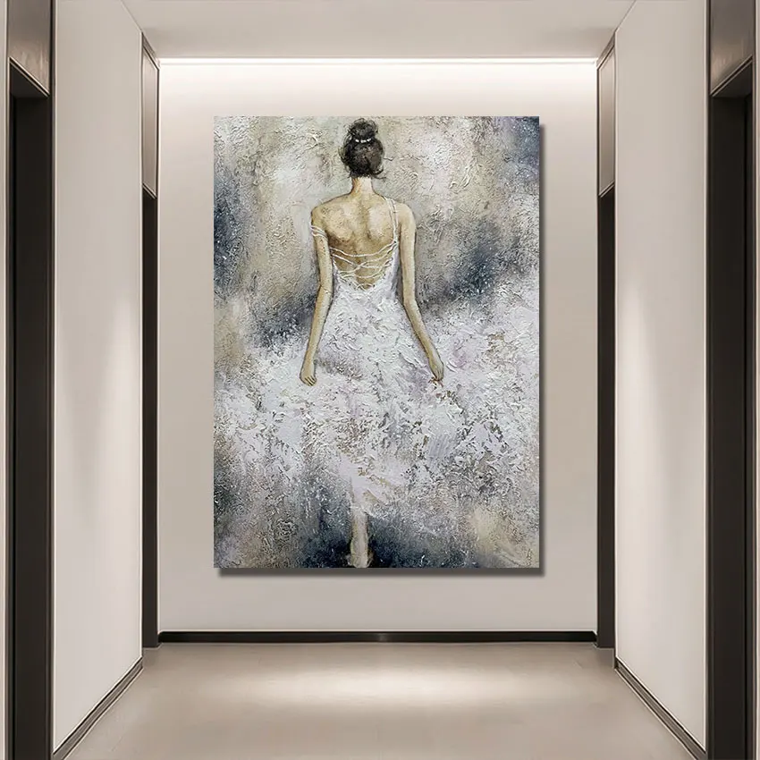 

Sexy Lady Dancing Ballet Canvas Bedroom Decoration Picture Handmade Abstract Figure Oil Painting Unframed Wall Canvas Art
