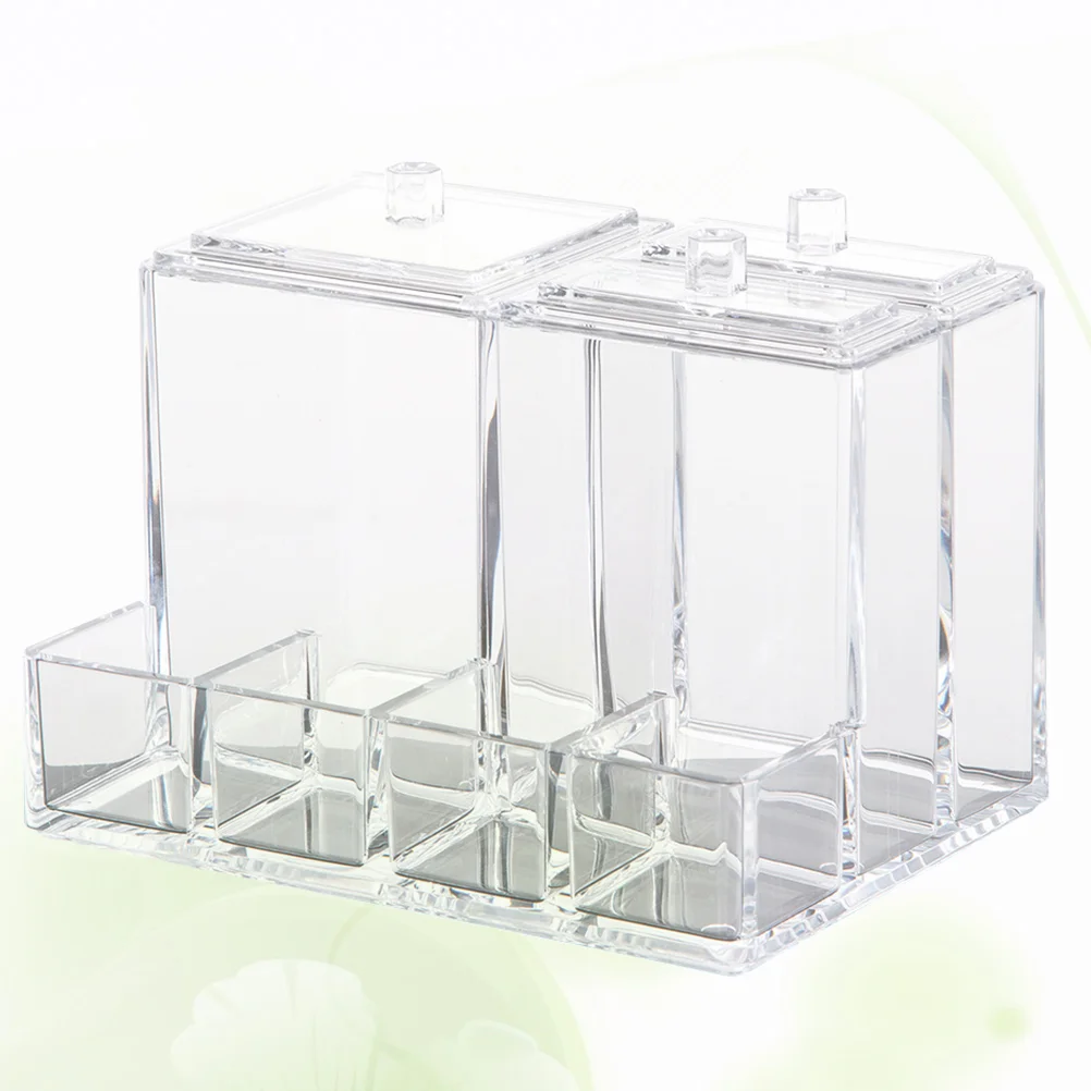 

1pc Multifunctional Acrylic Storage Box Cotton Swab Storage Box Lipstick Storage Case (Transparent)