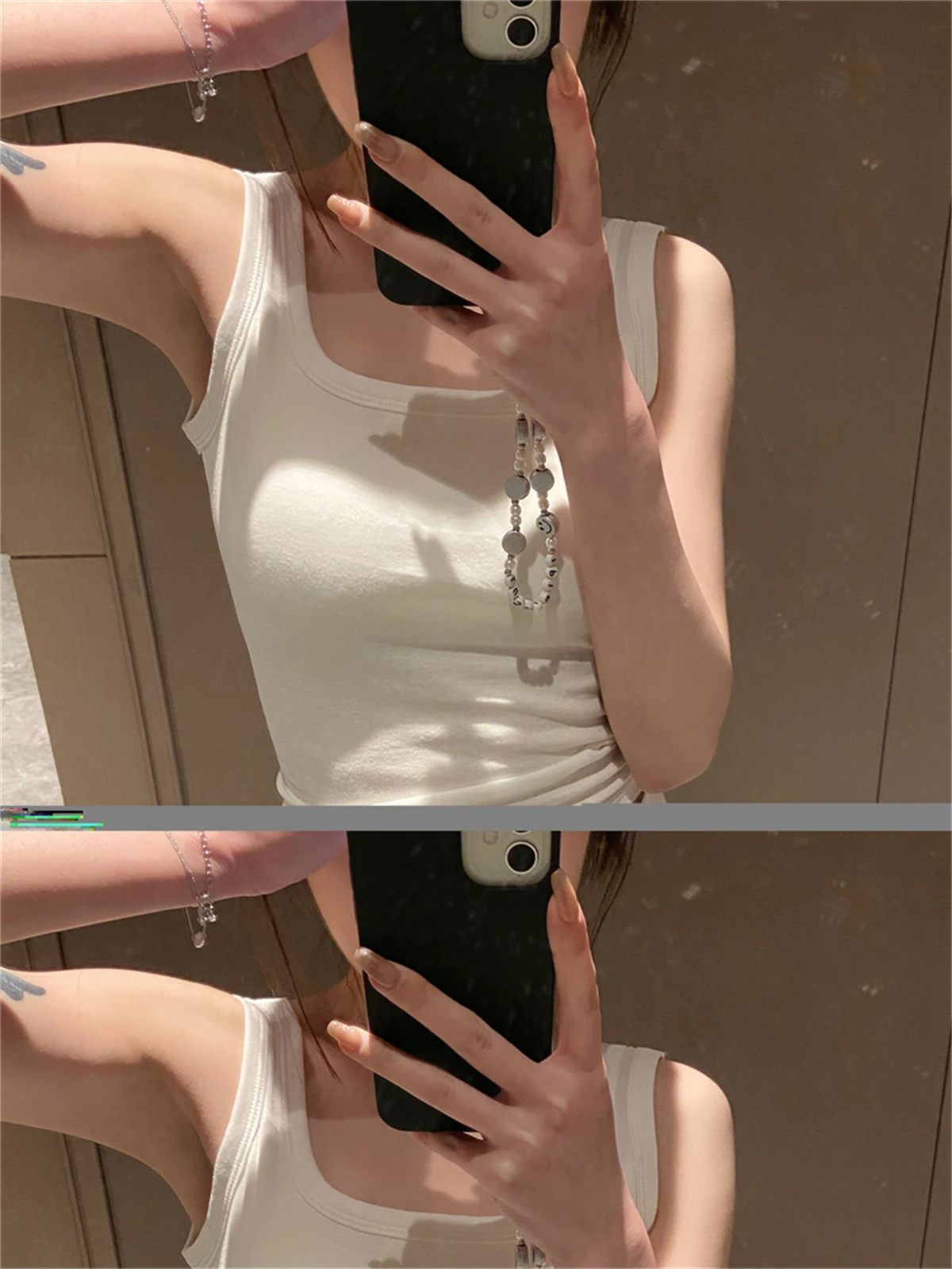 

2023 New Spring and Summer Pure Lust Show Thin White Sleeveless Suspender Bottom Simple Small Vest Female