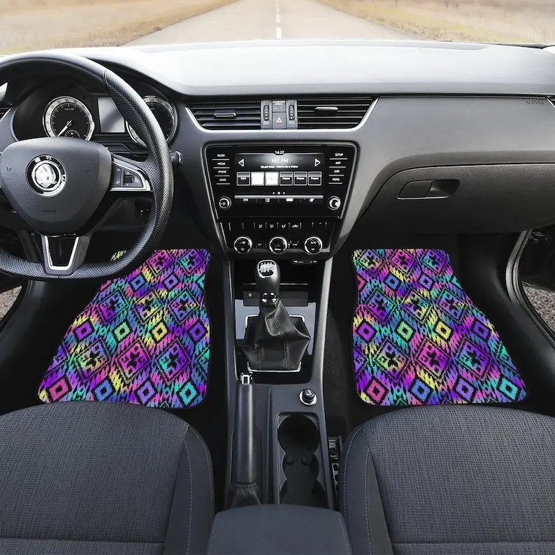 

Purple Pink Ethnic Aztec Boho Chic Bohemian Pattern Car Floor Mats Set, Front and Back Floor Mats for Car, Car Accessories