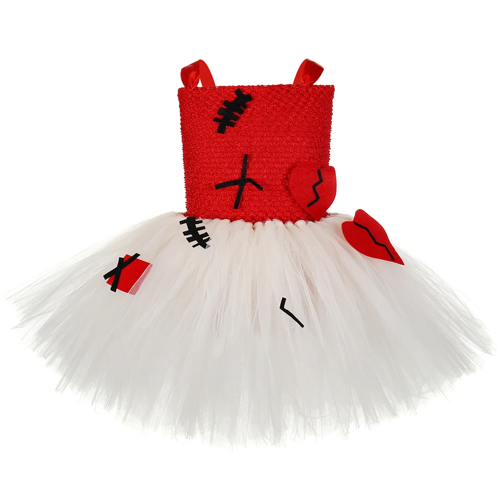 Broken Voodoo Doll Costume Girls Carnival Party Dresses Scary Vampire Zombie Cosplay Halloween Costume for Kids Gothic Clothes