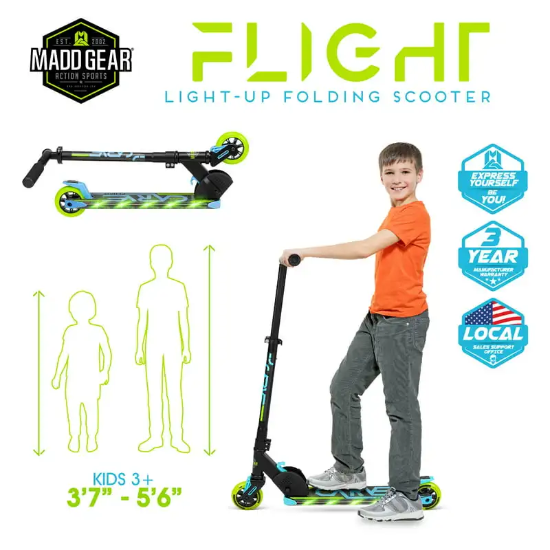

Free shipping Light-up Kids Kick Folding Scooter - Height Adjustable Unisex 3 Yrs +