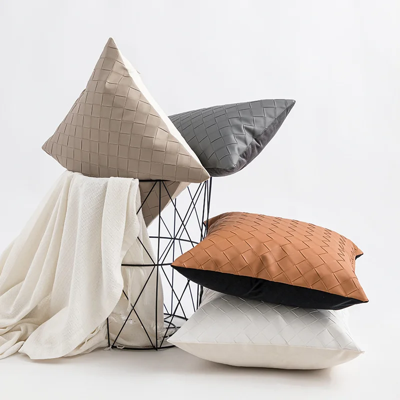 

Наволочка в скандинавском стиле, современный тканый чехол из искусственной кожи на поясную подушку, декоративный чехол для дома, кровати, г...