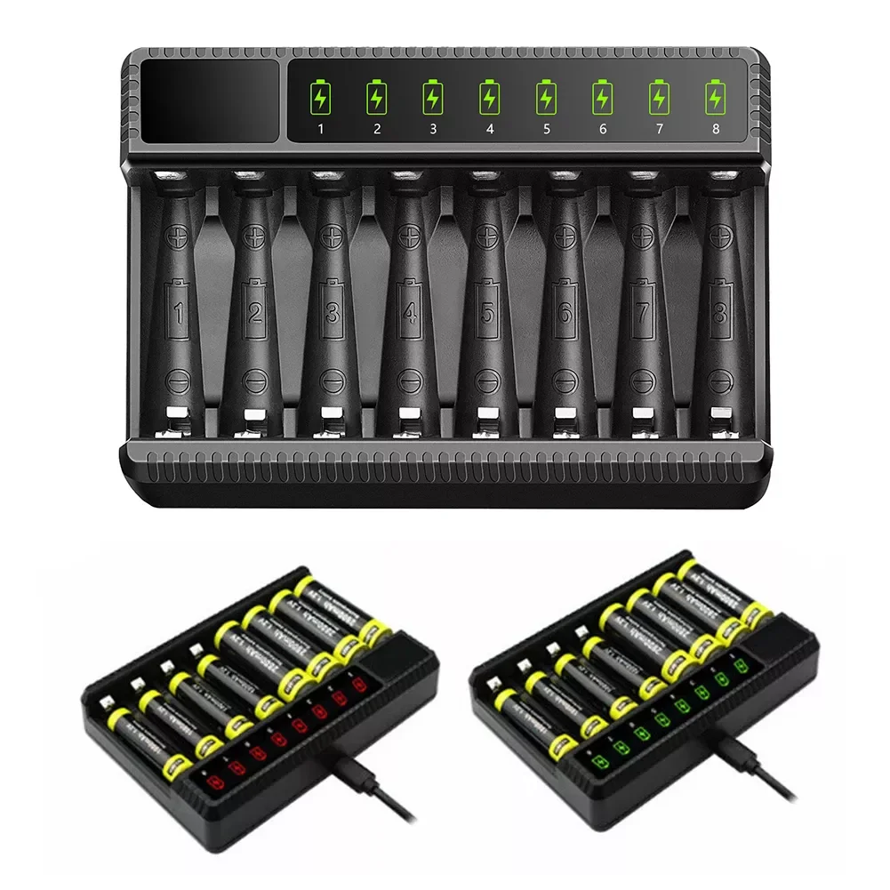 

8 Slot Rechargeable Batteries Intelligent Lithium Battery Charger LED Display Smart Battery Charger for 1.5V AA/AAA NiMH