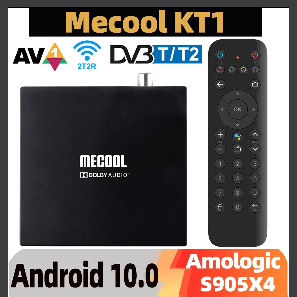

Смарт ТВ-бокс Mecool KT1, Android 10,0, сертификат Google, DVB-T, DVB-T2, Amlogic S905X4, поддержка AV1, 4K, 60fps, 2T2R, двойной Wi-Fi, USB3.0