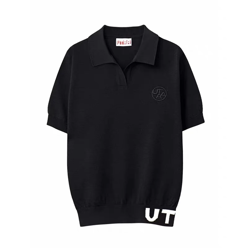 

Golf Women's Set New Polo Neck Ice Silk Knit Women's Golf Slim Fit Short Sleeve T-shirt