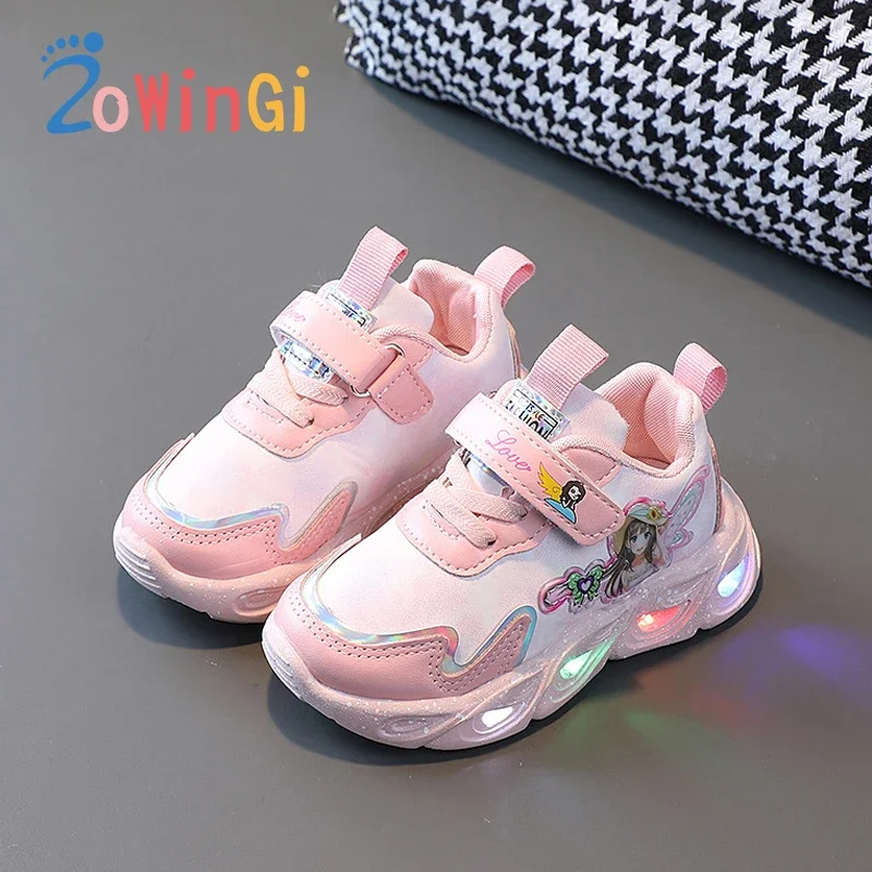 

Size 21-30 Glowing Sneakers LED Shoes for Girls Colorful Light-Up Sneakers with Glowing Outsole Perfect for Nighttime Activities