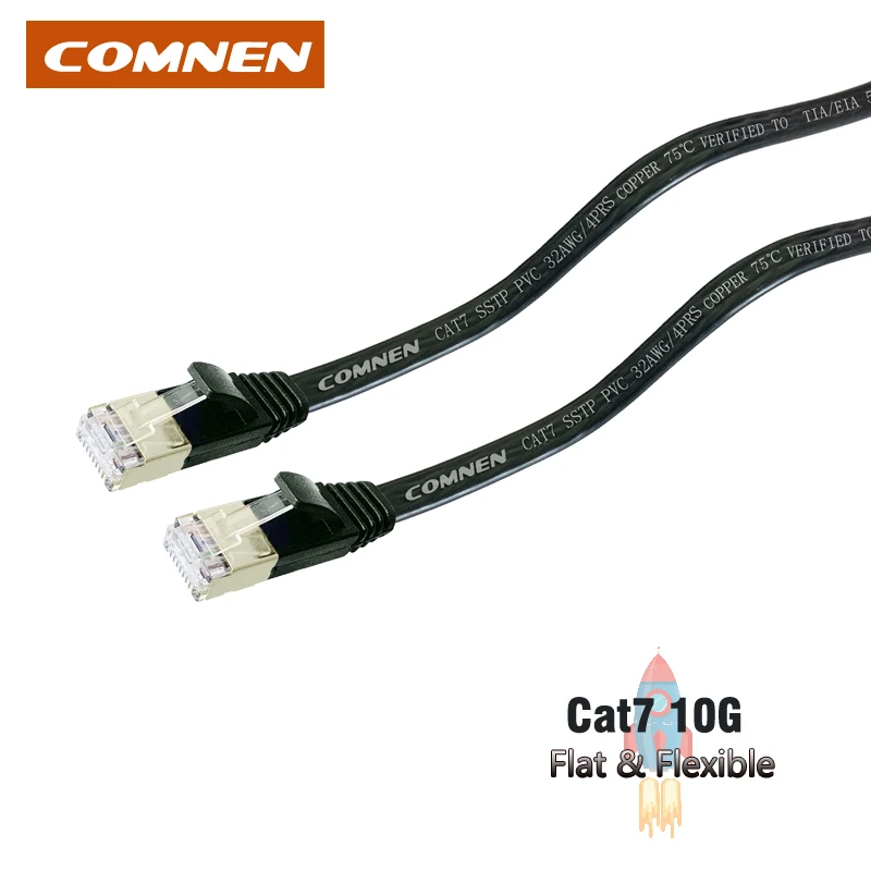 

2965 NO.2 Comnen RJ45 Netwerk Kabel Platte Cat7 Patch Cord Sstp Ethernet Cord Kat 7 Lan Kabel Compatibel Cat6a Cat6 Patch Kabel