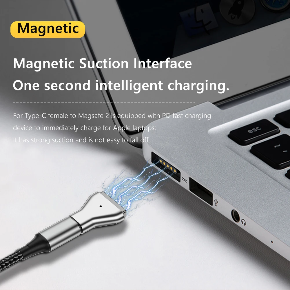 Type-C Magnetic USB PD Adapter for Apple Magsafe1 Magsafe 2 MacBook Pro USB C Female Fast Charging 60W Magnet Plug Converter images - 6
