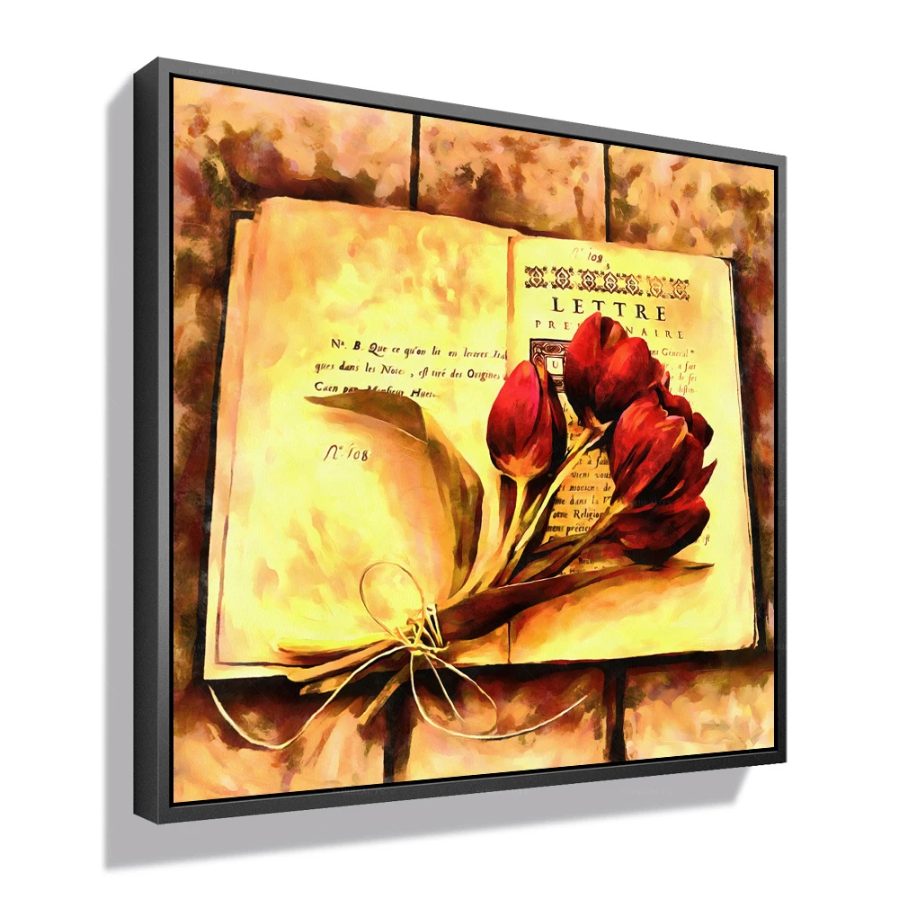 

Forbeauty painting red rose on the book for home decor
