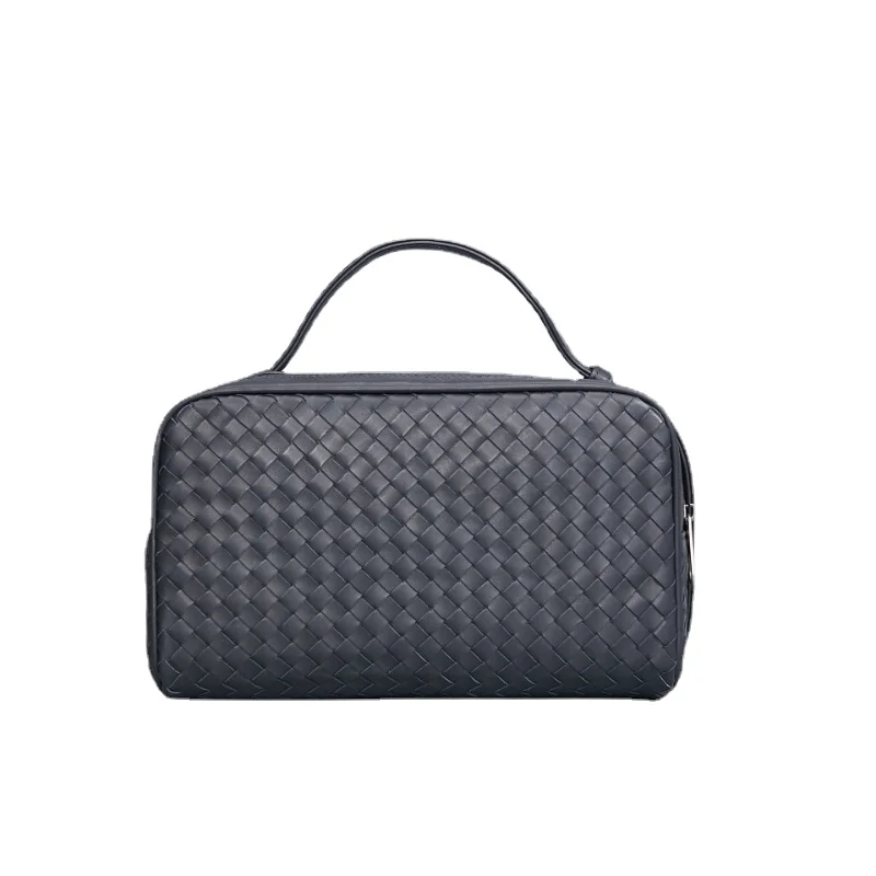 

Men's Cowhide Clutches Business Trip Storage Bag High-end Leisure Genuine Leather Hand-woven Toiletry Bag Bolsos Handbags 6C