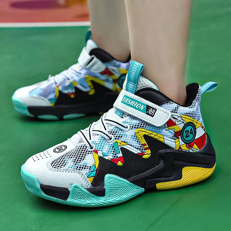 Boys Basketball Shoes 2022 New Children's Basketball Shoes Lightweight Boys Sneakers Girls Casual Trainers Children Brand Shoes