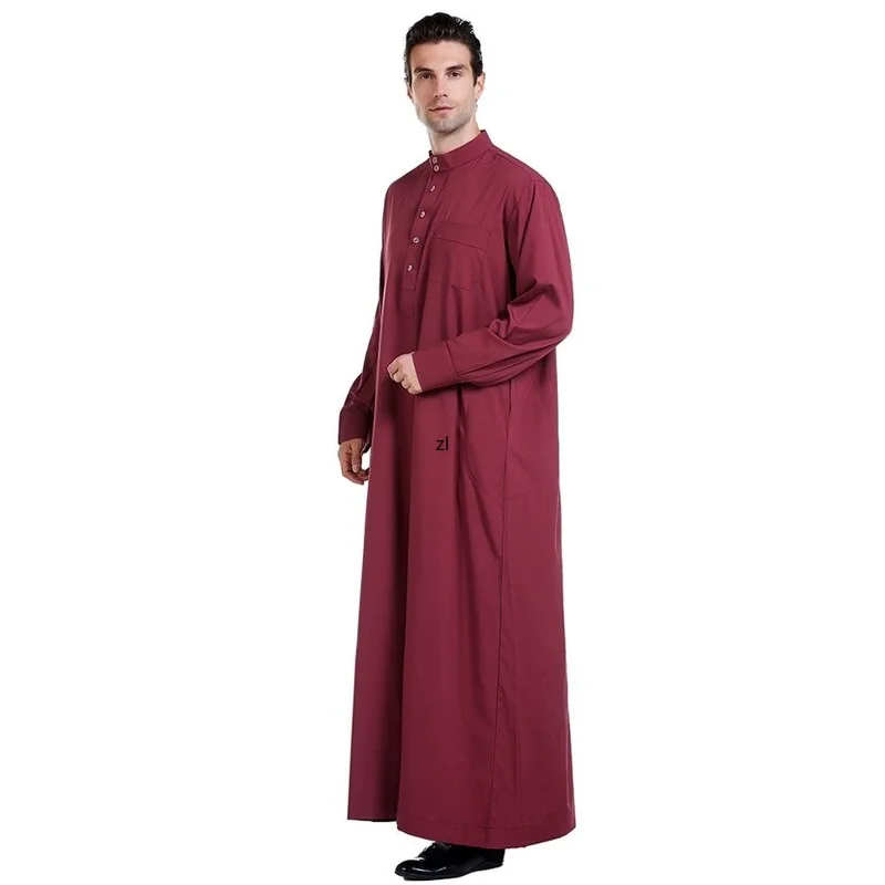 Muslim Abaya for Men Jubba Thobe Middle East Long Robes Kaftan Arab Dubai Adult Long sleeve Islamic Clothing