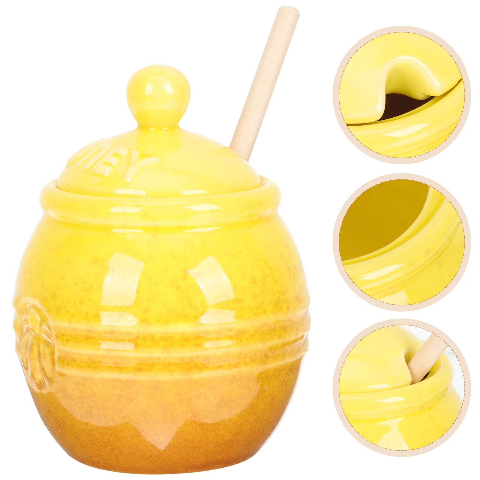 

Honey Jar Pot Ceramic Dispenser Dipper Storage Lid Holder Container Syrup Porcelain Stick Jars Set Canister Bottles Canning