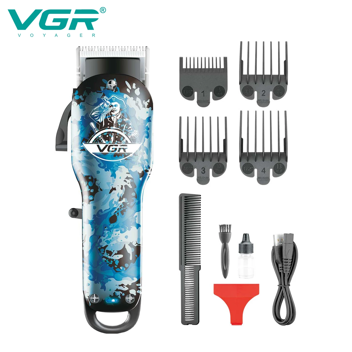 VGR Barber Hair Cutting Machine Professional Hair Clipper Cordless Haircut Machine USB Rechargeable Hair Trimmer for Men V-066