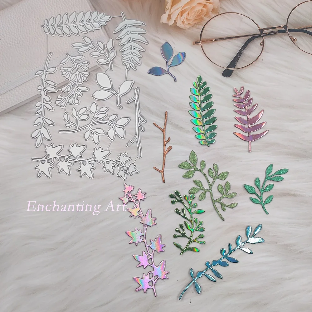

Nine Patterns of Branches and Leaves New Metal Cutting Dies Stencil For DIY Scrapbooking Stamp Card Craft Decorative Embossing