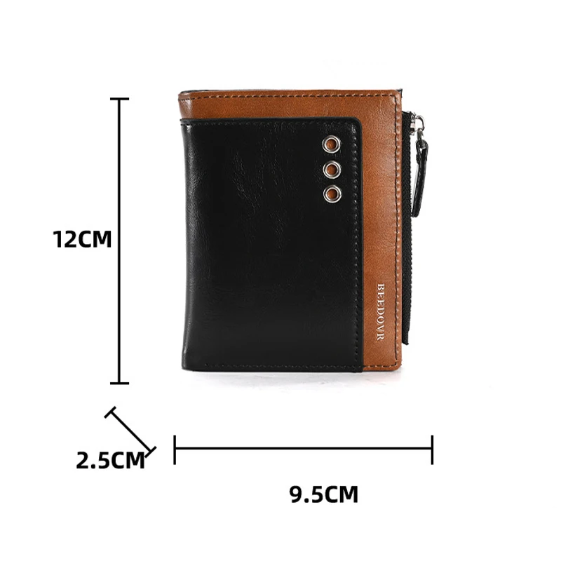 Fashion Men'S Card Wallets Anti-Theft Brush Short Wallet Multi-Card Oil Wax Leather Coin Male Credit Card Purse Card&Id Holder