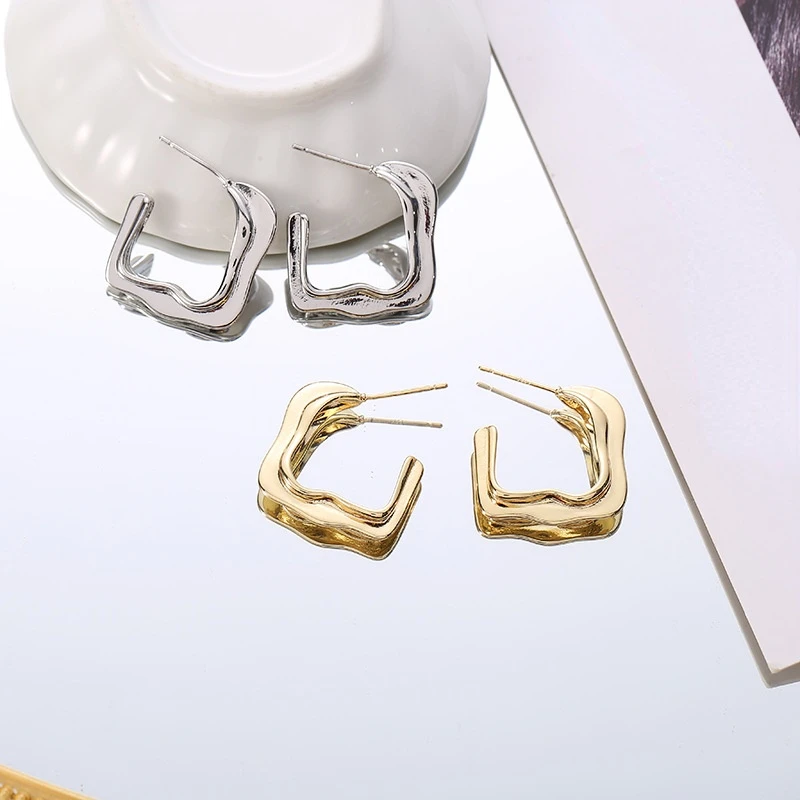 

Fashion Jewelry Geometric Drop Earrings 2022 New Trend Popular Style Simply Gold Color Metal Earrings For Women Gifts
