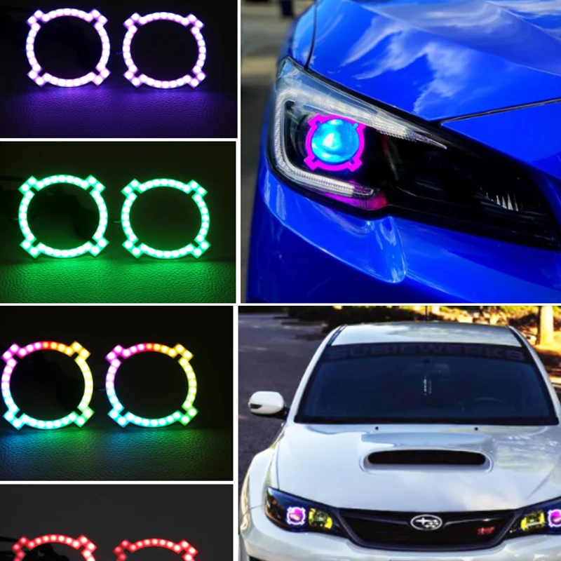 SANVI 2 шт. X Type RGB разноцветные дневные кольца с ангельскими глазами ореолом Bluetooth APP