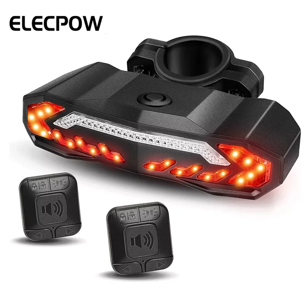 

Elecpow Bike Alarm Rear Tail Light With Turn Signal Wireless Waterproof Remote Control USB Bicycle Taillight Warning Brake Light