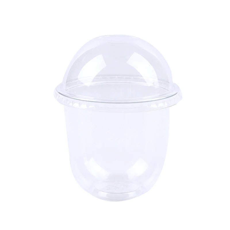 

12pcs Disposable Salad Cup Transparent Plastic Dessert Bowl Container With Lid For Bar Cafe Home