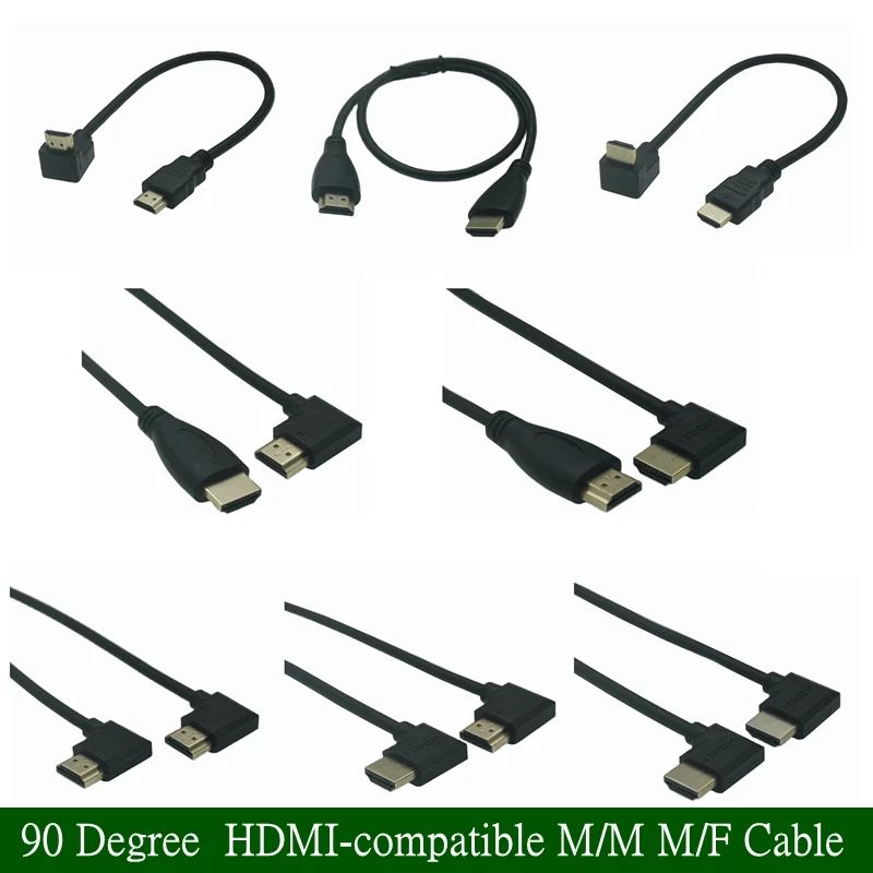 15cm 30cm 50CM 1m Dual HDMI-compatible Male To Female Converter Up Down Right Left Angled Adapter HDTV Cable For DVD PS3 PC