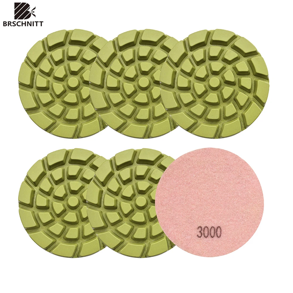 

BRSCHNITT 6/12pcs Grit 3000 Dia100mm Diamond Sanding Disc Polishing Pads Resin Bond for Cement Floor Concrete Renew floor Pads