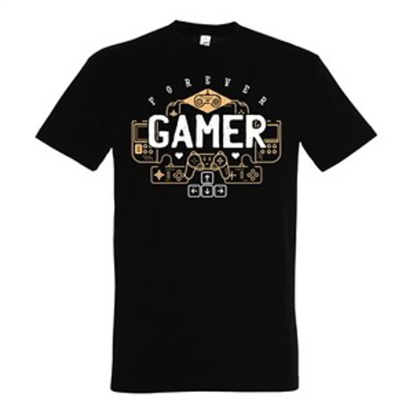 Фото Мужская футболка с логотипом Gamer Forever, надписью и изображением игровых консолей, винтажная, с эффектом потертости, в стиле стритвир. №1