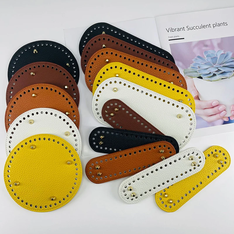 

Oval /Round Bottom For Knitted Bag Leather Bag Accessories Handmade Bottom With Holes Diy Crochet Handcraft Bottom Pu Bag Base