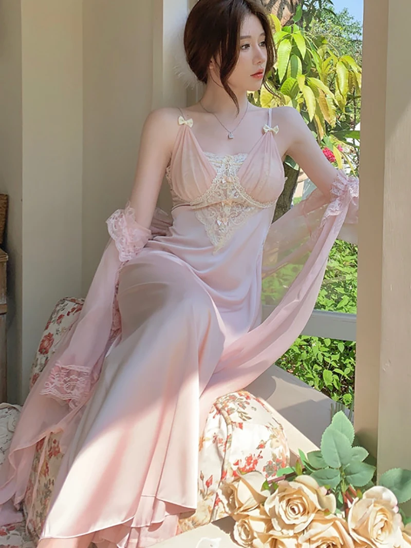 Кружевная французская Сексуальная подвесная Пижама ночное платье золотой