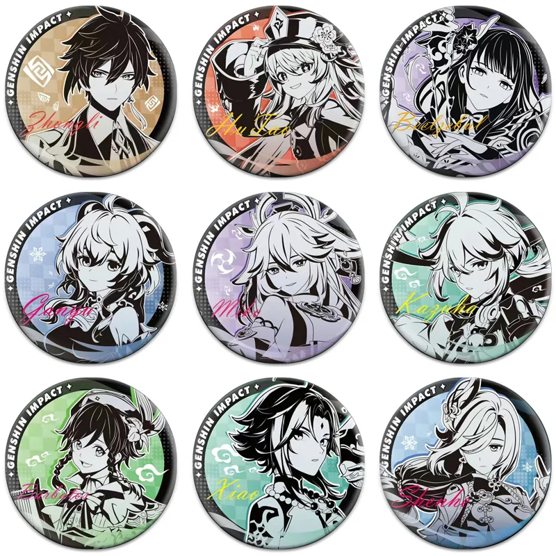 

Anime Genshin Impact Figure Badges Raiden Shogun Yae Miko Ganyu Zhongli Cosplay Badge Accessories Decoration Kids Gifts