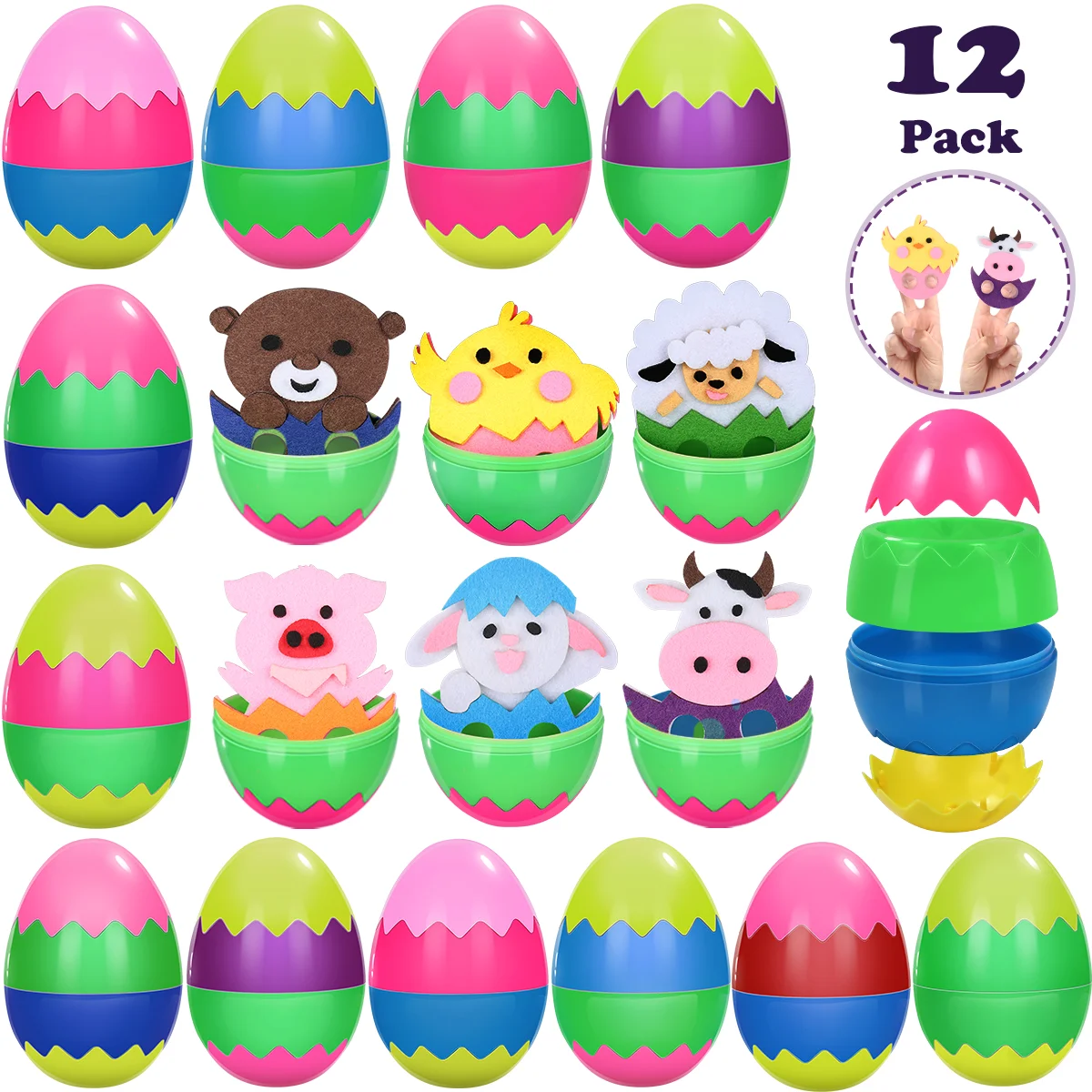

Pre Filled Eggs with DIY Assembling for Party Basket Filler Eggs Theme Party Favors 12pcs ( )