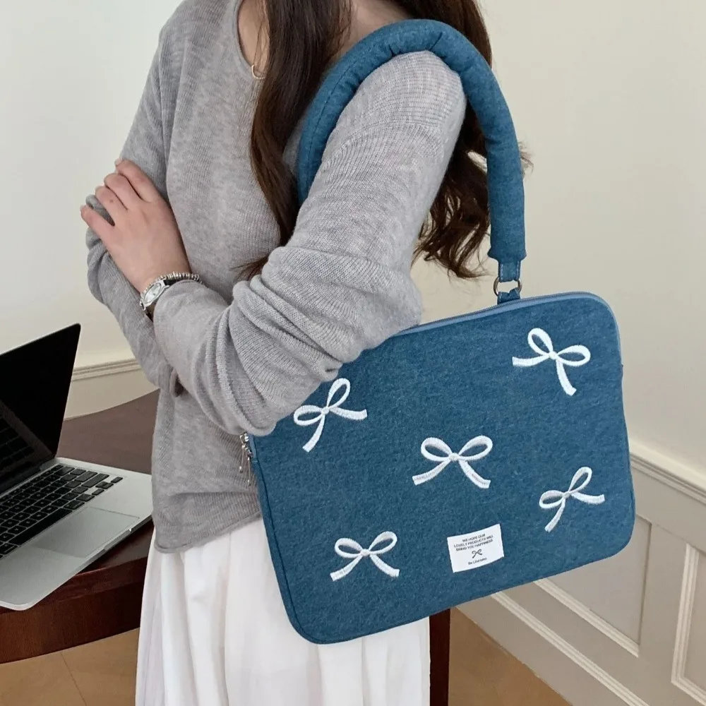 Деловые портфели с мытым джинсовым бантом вышитая папка для файлов сумка