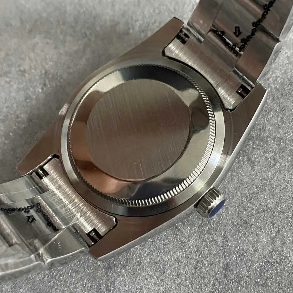 36mm Watch Case + Metal Strap Sapphire Glass Dog Tooth Ring Stainless Steel Case Men's Watches Accessory for NH35/NH36 Movement