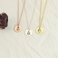 stainless steel women necklace personalized custom round christmas lcons pendant choker jewelry christmas day gifts give friends