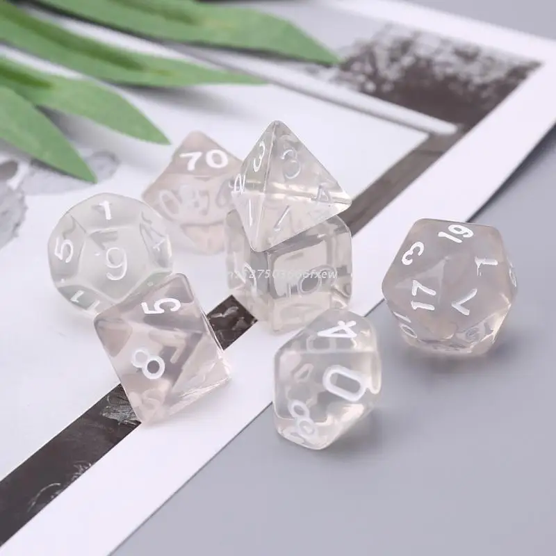 

Set Of 7 Sided Polyhedral Dice Game Dices Beads For RPG DND D&D D4-D20 Clear