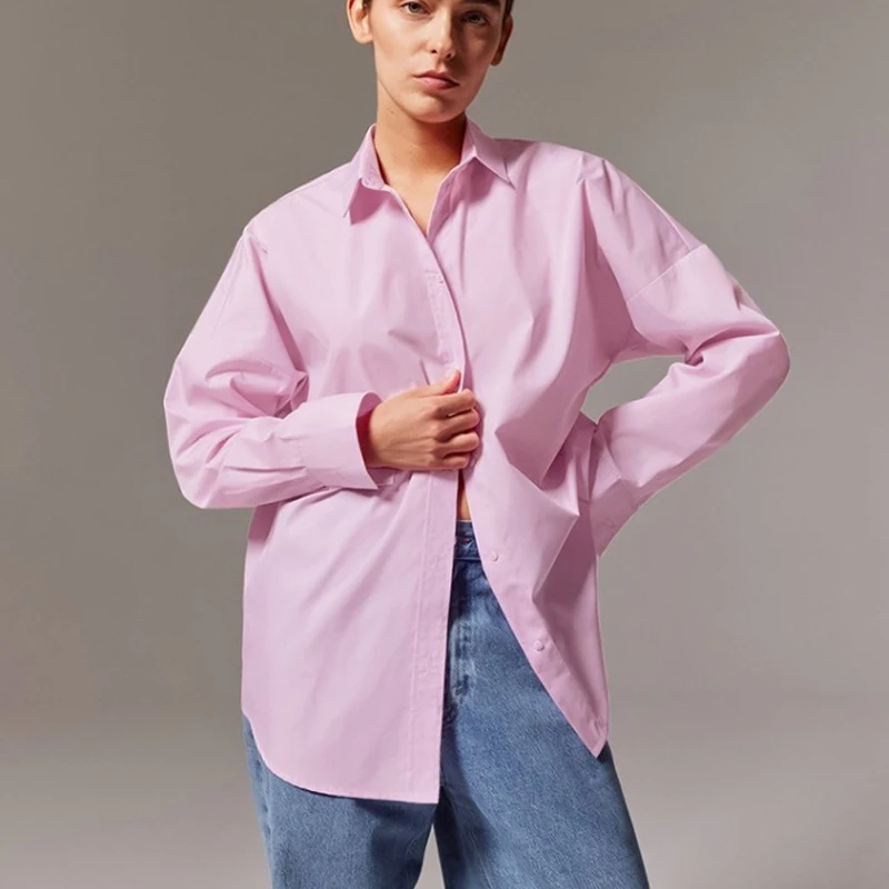 Женские топы однотонная блузка осенняя новая рубашка во французском стиле с