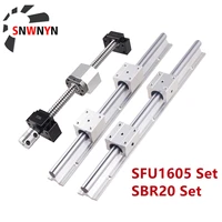 set sfu1605 ball screw end machinednut housingbkbf12 supportcoupler2pcs sbr20 linear rail support4pcs sbr20uu block bearing