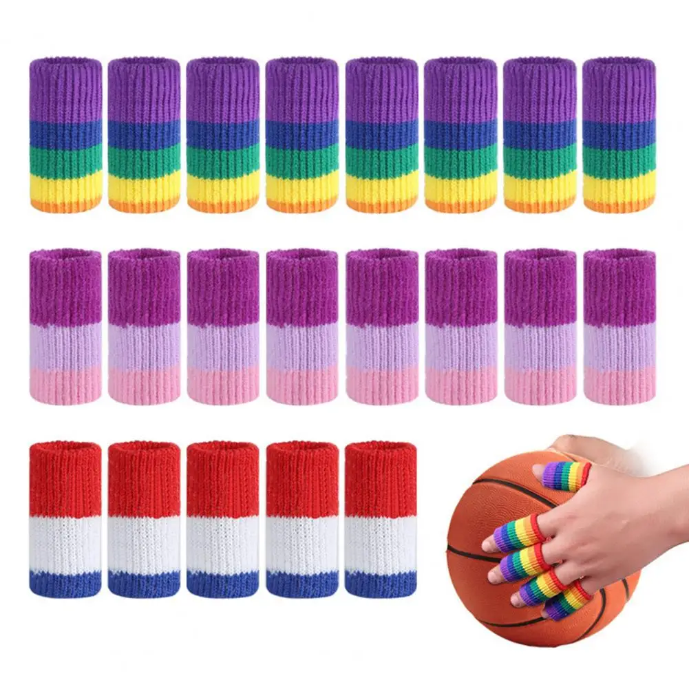 

10Pcs Knitted Finger Sleeves Anti Slip Elastic Sweat Absorbing Finger Brace Sleeve for Basketball