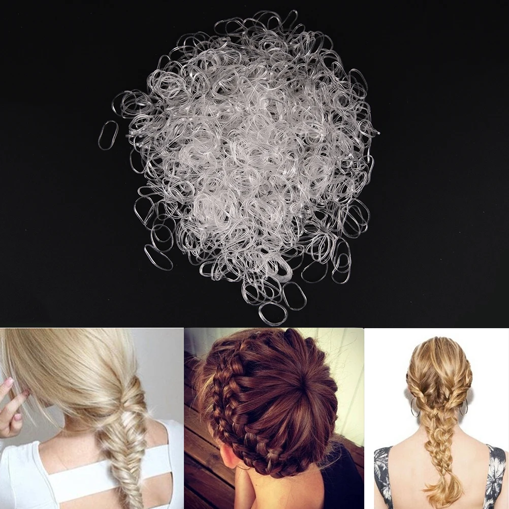 

1000 шт./упак. прозрачные эластичные волосы для женщин и девушек, связка, завязка для конского хвоста, аксессуары, инструменты для укладки волос