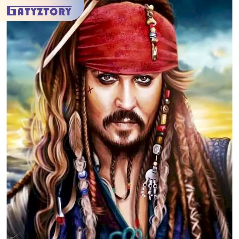 

GATYZTORY пиратский капитан Карибского моря картина квадратная картина ручная работа домашний Декор подарок