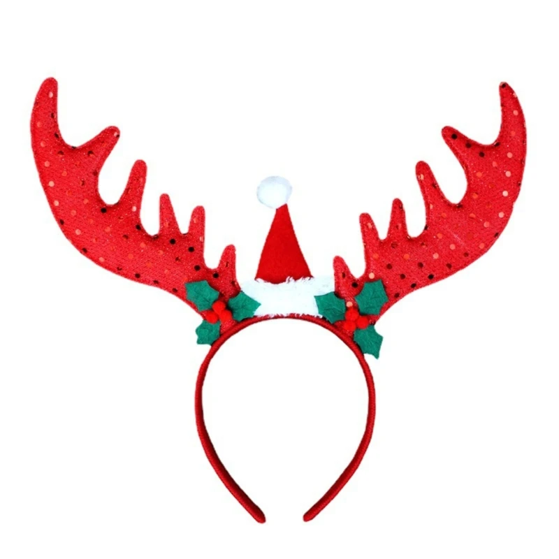 

Kids Headband for Christmas Party Reindeer Antler Headband Hair Band Headdress Costume Cosplay Shows Stage Performs NEW
