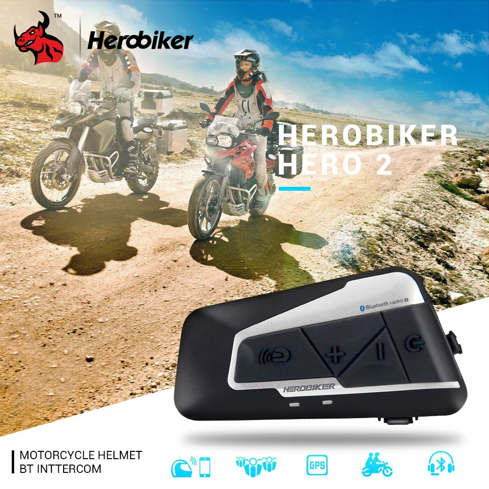 HEROBIKER Motorcycle Intercom4 Riders Intercom Motorcycle Bluetooth Helmet Headsets BT Moto Intercomunicador With FM Radio 1200M
