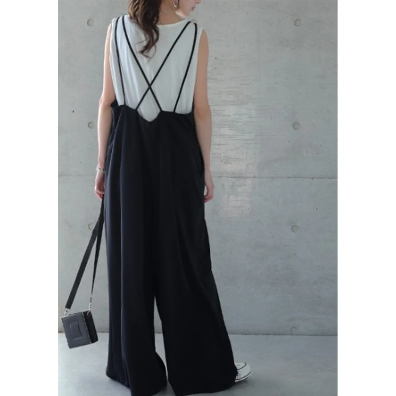 2022 Summer New Japan Style Women Loose Jumpsuits Solid Women's Suspender Casual Loose Wide Leg Pants Women Women Summer Wear