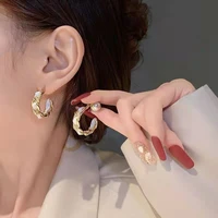new french advanced light luxury white chain circle earrings for women korean fashion earring daily birthday party jewelry gifts