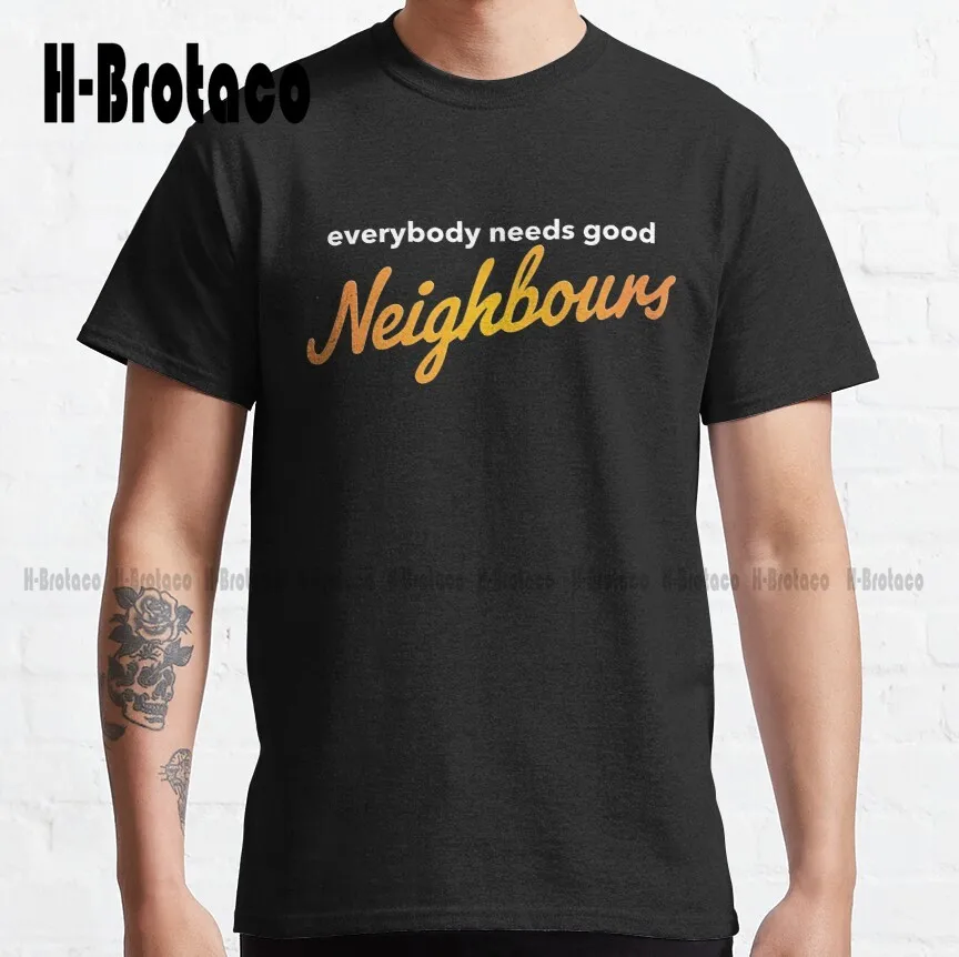 

Всем нужны хорошие соседи логотип Классическая футболка парные рубашки для улицы простая винтажная Повседневная футболка Стандартный Подарок